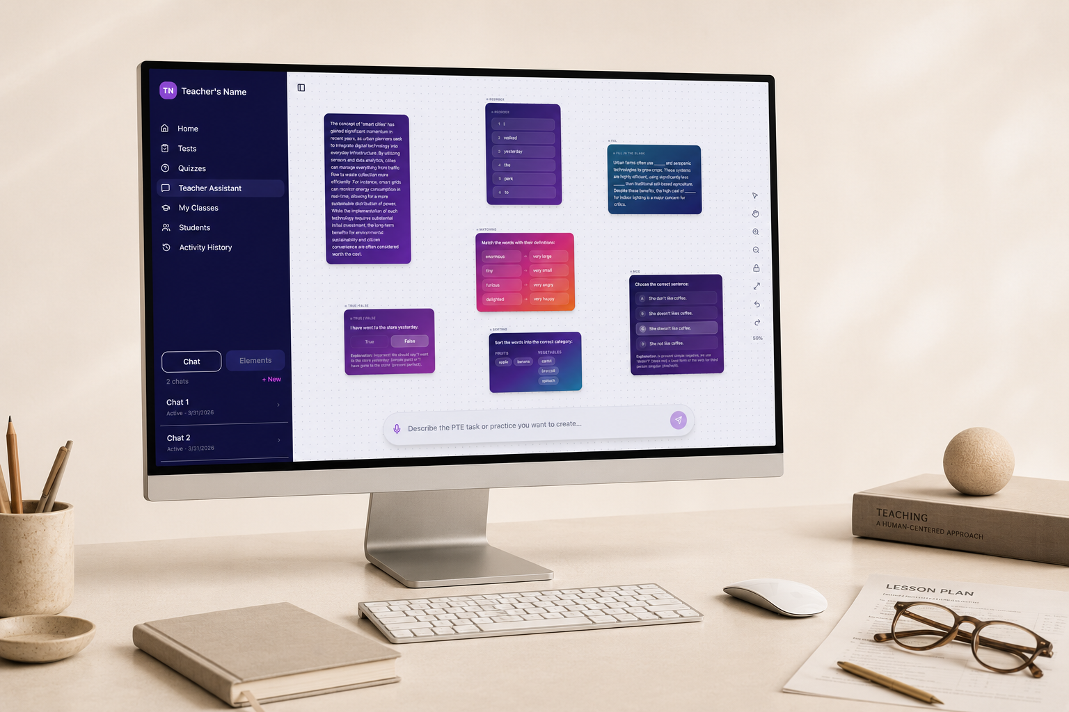 Teacher Assistant, an AI generator for PTE teachers